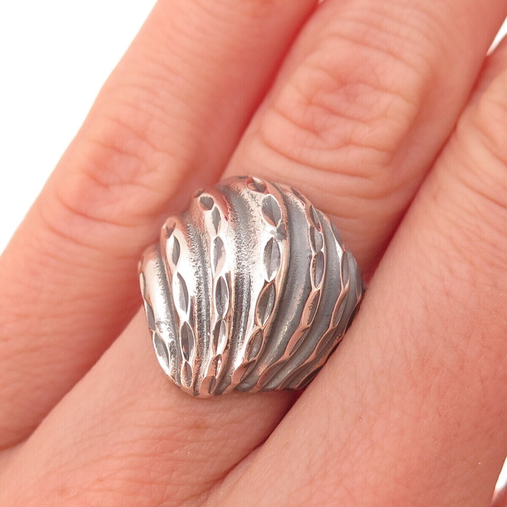 925 Sterling Silver Vintage Modernist Oxidized Ring Size 5.25